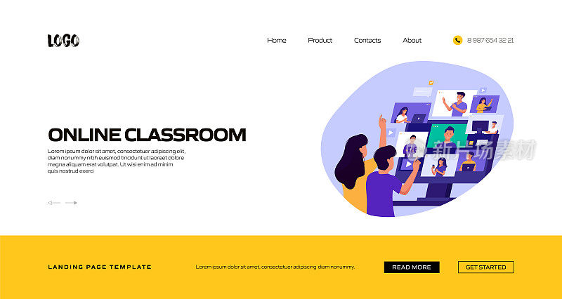 Online Classroom Concept Vector Illustration for Landing Page Template, Website Banner, Advertisement and Marketing Material, Online Advertising, Business Presentation etc.